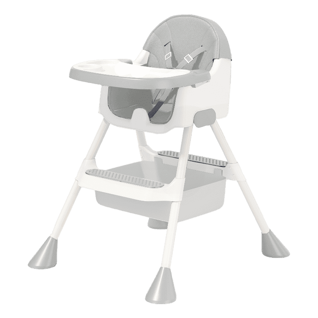 Silla Periquera Alta Komfort para Bebé Charola Altura Ajustable Gris