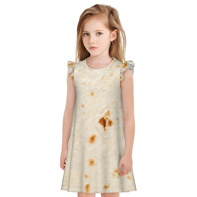 Fotbe Pita Tortilla Vestido de Dormir para Niñas de 3 a 10 Años, Mangas Cortas, Estilo Princesa, Pijama Camisón con Mangas Voladas-XX-Large