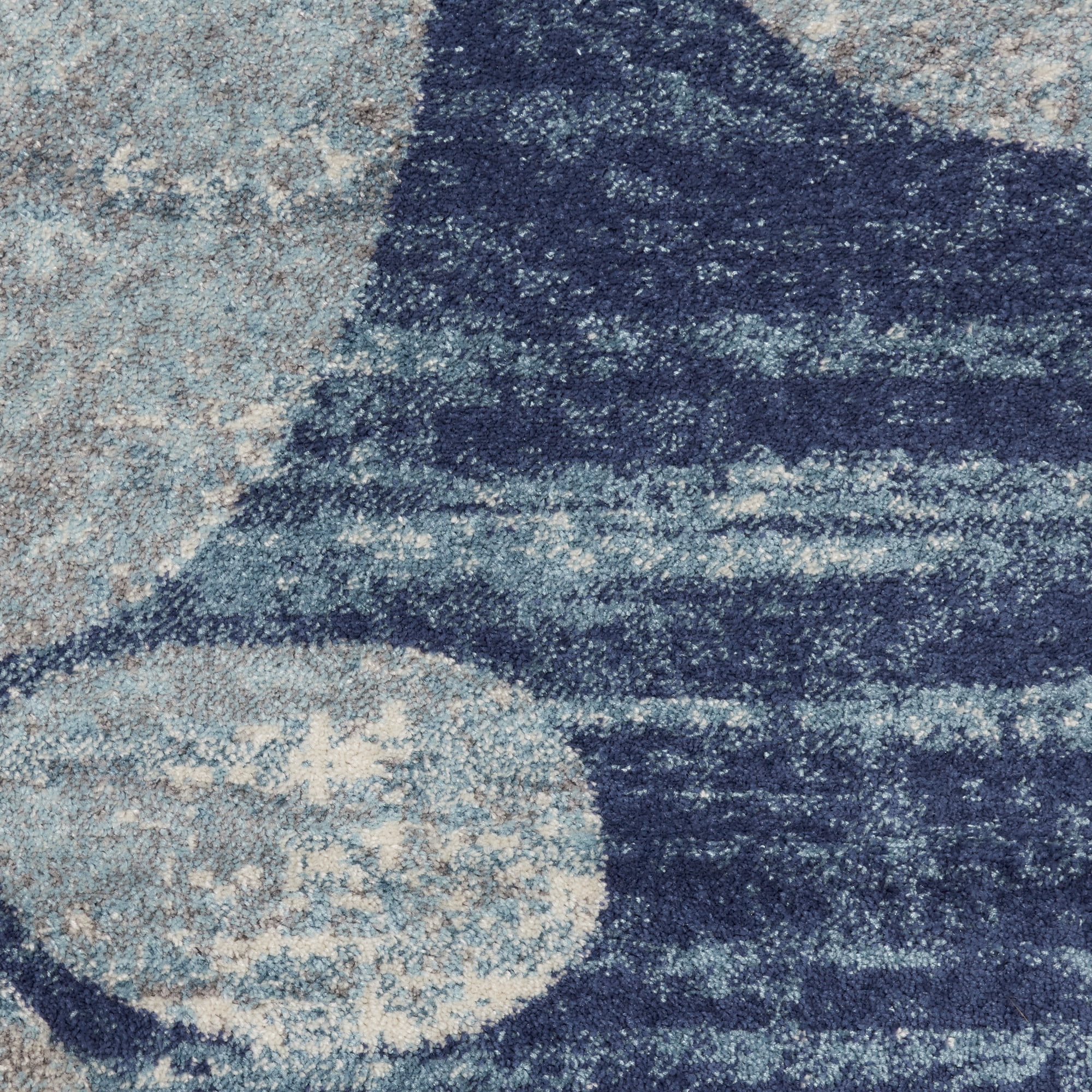 Serene Modern Botanical Navy/Light Blue 2' x 4' Area Rug, (2' x 4')