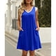 thumbnail image 4 of Vestido Informal Con Cuello En V Para Mujer, Vestido Informal De Verano Con Cuello En V, Dobladillo Suelto, Bolsillos Laterales, Poliuretano Suave Para Vacaciones YLSHRF Otros, 4 of 6