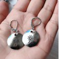 thumbnail image 5 of Zhuge Dandelion Flower Bar Earrings, Minimalist Boho Earrings, Vintage Silver Jewelry for Women, 5 of 5