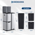 thumbnail image 3 of BeesClover 16 Gal Triple Compartment Kitchen Trash Can, Stainless Steel Garbage & Recycle Bin Combo with Plastic Inner Buckets, 3 of 8