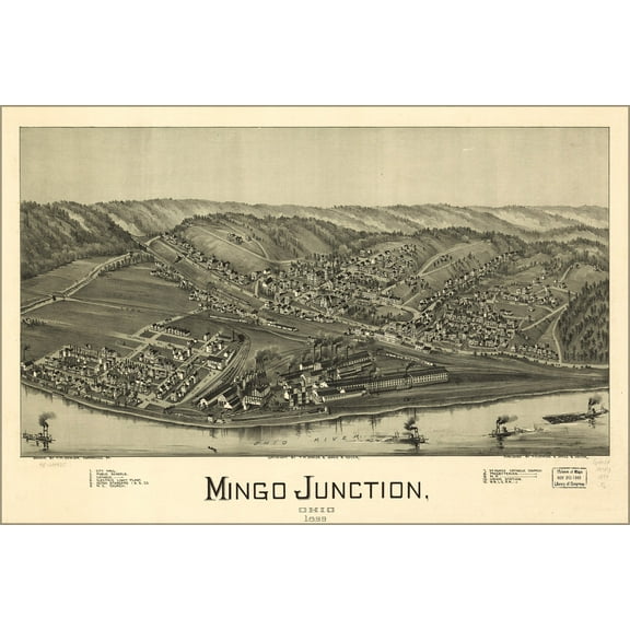 24"x36" Gallery Poster, map of Mingo Junction, Ohio 1899