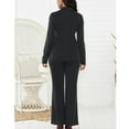 thumbnail image 4 of Stylish Women's Slim Fit Suit with Turn-Down Collar, Flap Pockets & Straight Leg Pants - Black, Size M Bienvenido, 4 of 6