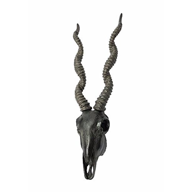 Antelope Skull Wall Decor With Spiral Horns, Gray