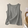 thumbnail image 2 of Womens Tops Cotton Linen Tank Tops Casual Shirt Basic Sleeveless Layering Camisoles Beach Vacation Clothes on Sale, 2 of 4