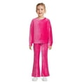 thumbnail image 2 of Wonder Nation Girls Long Sleeve Velour Pullover and Flare Pants Outfit, 2-Piece Set, Sizes 4-18 & Plus, 2 of 5