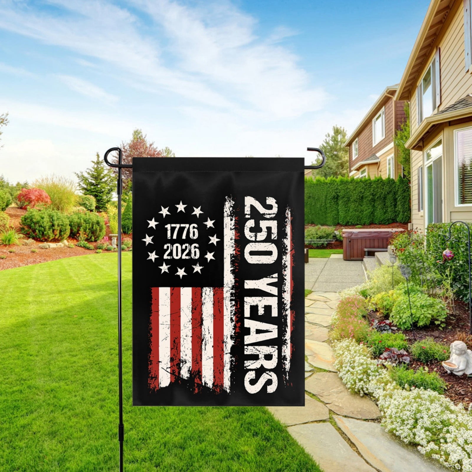 Leatfisat 250Th Anniversary America House Flag 18 Inch Double Sided,250 Anniversary Usa Anniversary Patriotic 1776-2026 Semiquincentennial Banner Commemorative Outdoor Outside Decoration