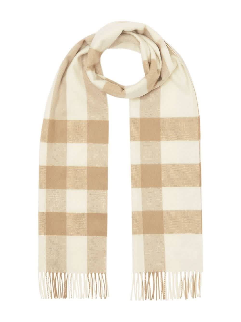 Burberry Burberry Check Cashmere Scarf in White
