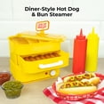 thumbnail image 2 of Nostalgia Oscar Mayer Diner-Style Hot Dog Steamer and Bun Warmer, 8 Hot Dog and 4 Bun Capacity, Steam Bratwursts, Sausages, Vegetables, Fish, Dumplings, Yellow, 2 of 5