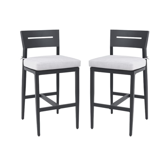 Set of 2 Outdoor Bar Stools Aluminum Patio Bar Chairs with Sunbrella Cushion Ergonomic Backrest for Garden Poolside 41.7*18.8in