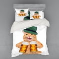 thumbnail image 2 of Cat Duvet Cover Set, Cool Pet Hat and Beer Mugs Bavarian German Drink Festival Tradition Funny Humorous, Bedding Set with Shams and Fitted Sheet, 3 Sizes, by Ambesonne, 2 of 3