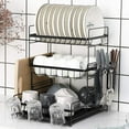 thumbnail image 3 of Kitchen Dish Drainer - 3 Tier Dish Drying Rack Multifunction Dish Draining Set with Removable Drip Tray Dishware Storage Rack, 3 of 7
