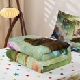 thumbnail image 5 of Manfei Flower Kitten Zipper Queen Comforter Set with Fitted Sheet and 2 Pillowcases, Forest Hydrangea Butterfly Zipper Bedding Set, Green, Polkadot Reversible, 4 Pieces, 5 of 7