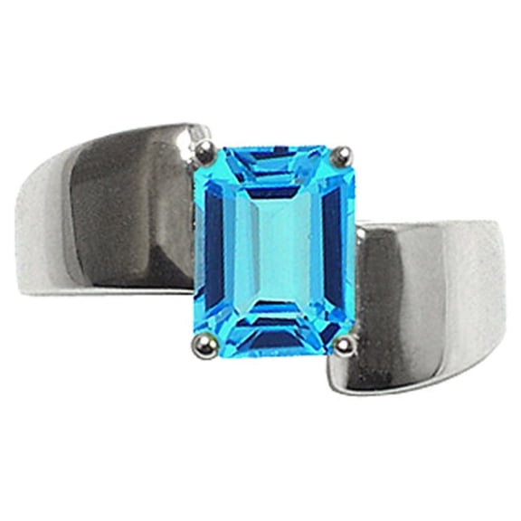 Tommaso Design� Emerald Octagon Cut 8x6mm Genuine Blue Topaz Ring