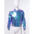 thumbnail image 3 of ranrann Kids Boys Girls Shiny Metallic Zipper Closure Jacket Windproof Motorcycle Coat Outerwear Colorful 10, 3 of 7