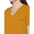 thumbnail image 4 of eloria Women's T-Shirt V-Neck Half Sleeve Casual Top Gold, 4 of 6