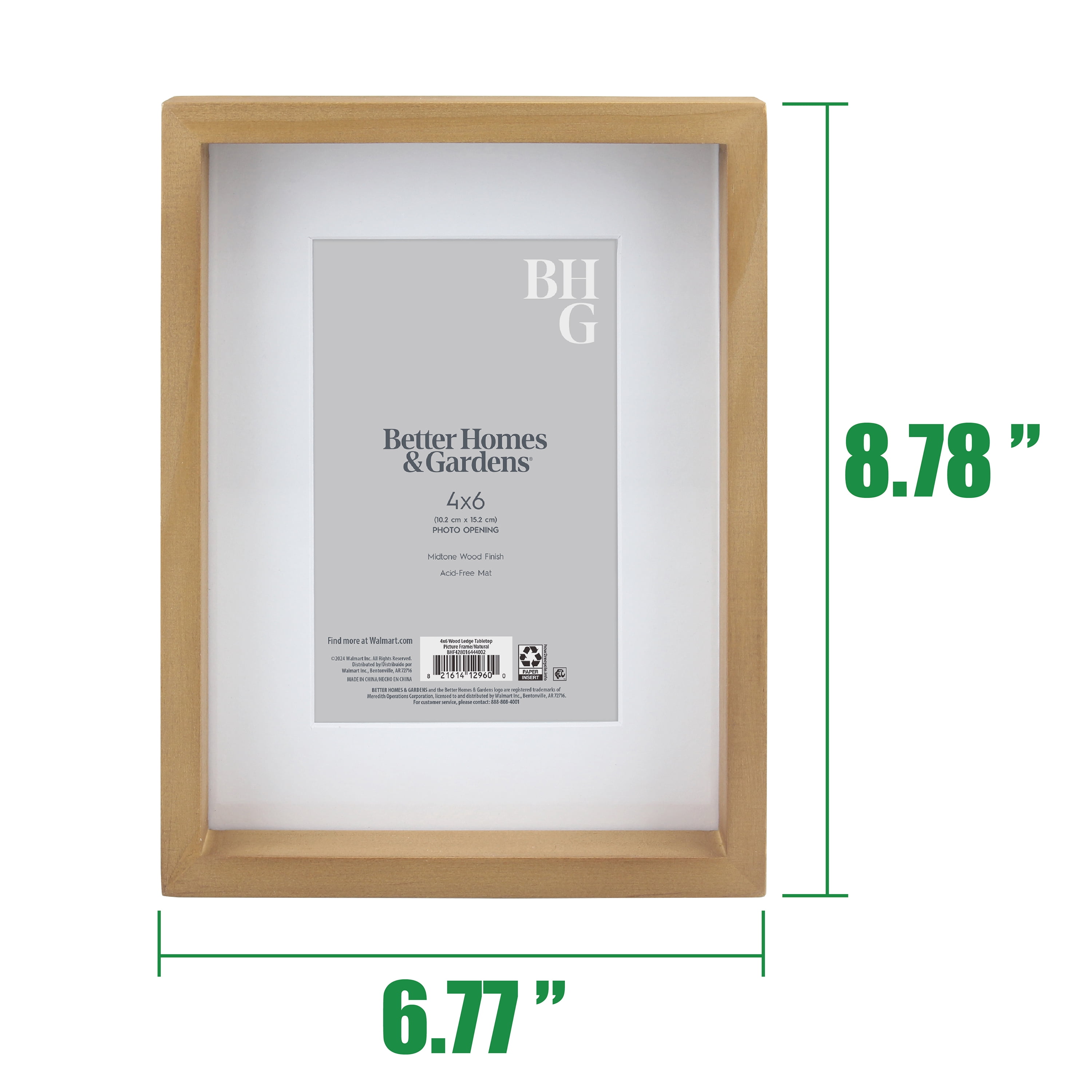 BHG 4 x 6 Wood Ledge Tabletop Picutre Frame