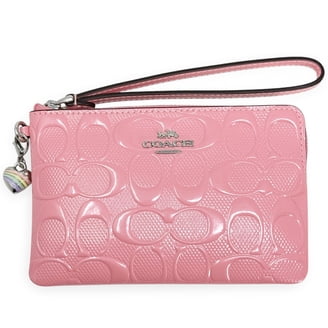 Coach Pebbled Leather Double Corner Zip Wristlet F87590 Carnation