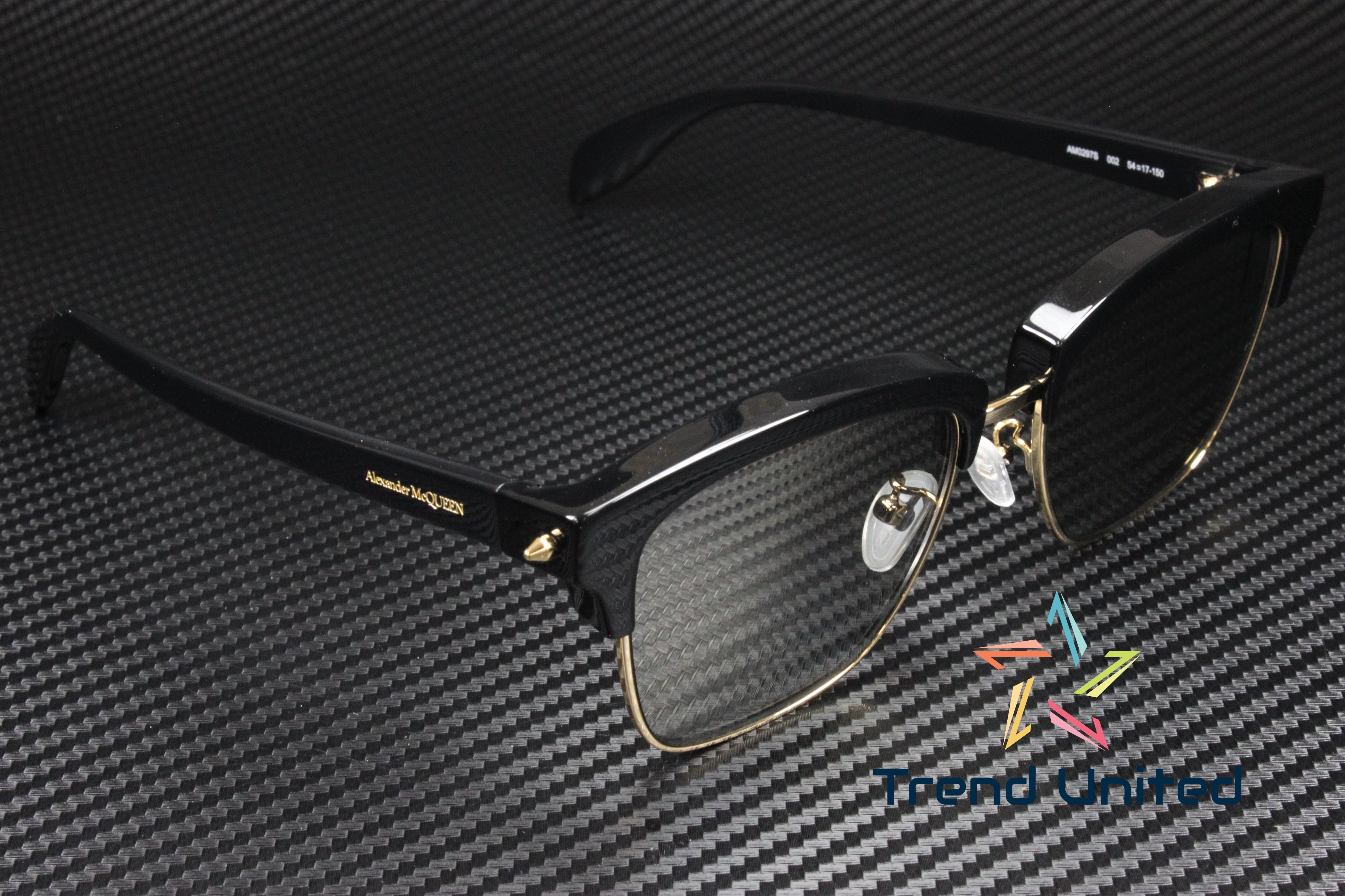 ALEXANDER MCQUEEN AM0297S 002 Square Gold Shiny Grey 54 mm Men's Sunglasses