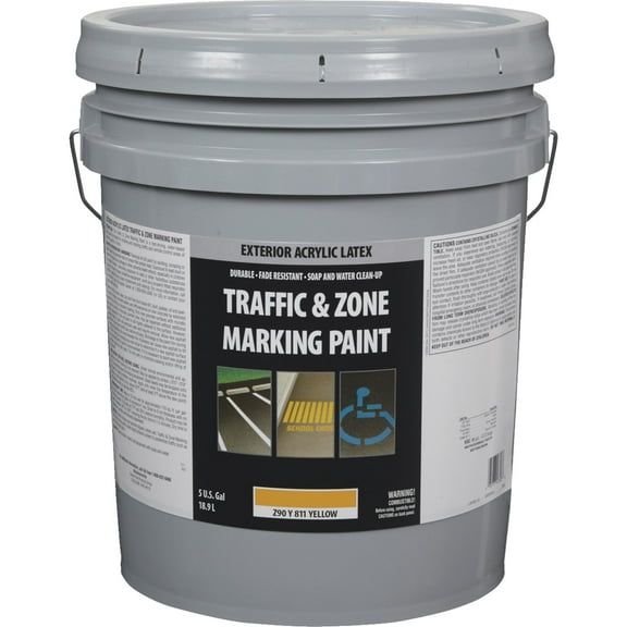 Sherwin-Williams Traffic Paint - Flat Latex, Liquid - 5 Gal, Yellow