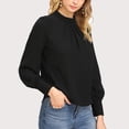thumbnail image 4 of Baberdicy Women's T-Shirts Womens Mock Neck Crew Neck Blouses Long Sleeve Business Casual Tops Shirt Womens Tops Black, 4 of 5