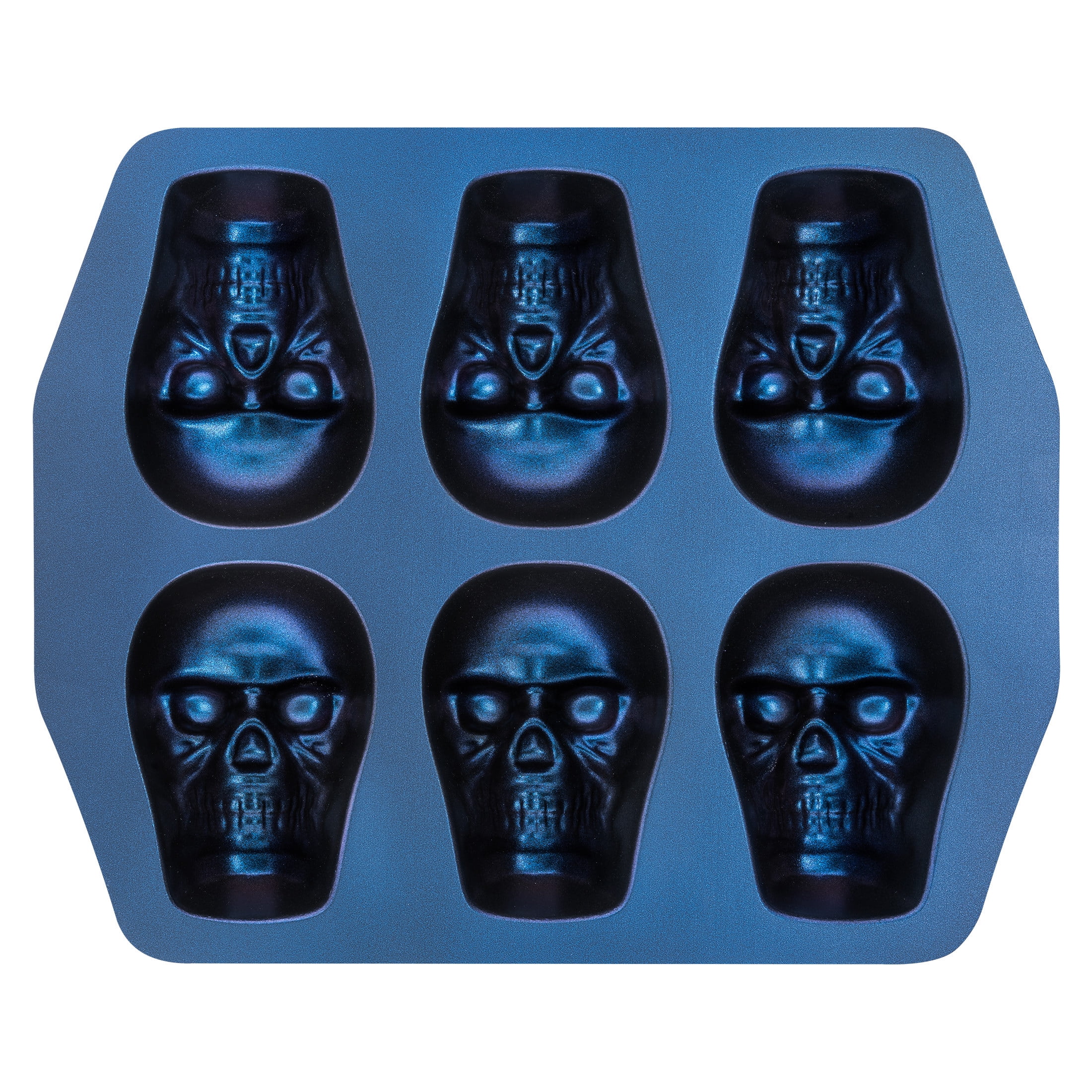 Way to Celebrate, Skull Cast Aluminum 6-Cavity Baking Pan, Iridescent