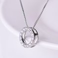 thumbnail image 4 of Collar de plata para mujer, cadena de clavícula, moderno, ligero, lujoso, nicho, simple, elegante, colgante geométrico de círculo de diamantes, 4 of 5