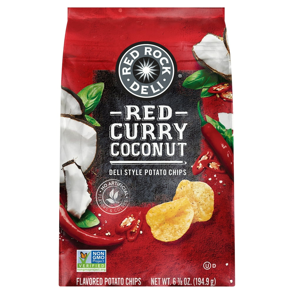 Red Rock Deli Red Curry Coconut Flavored Deli Style Potato Chips, 6 7/8