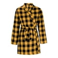 thumbnail image 6 of Aboser Womens Plaid Robes Vintage Checked Print Bathrobes Comfy Long Sleeve Loungewear Loose Fit Belted Towel Robe Sleepwear with Pockets Yellow XXL, 6 of 8