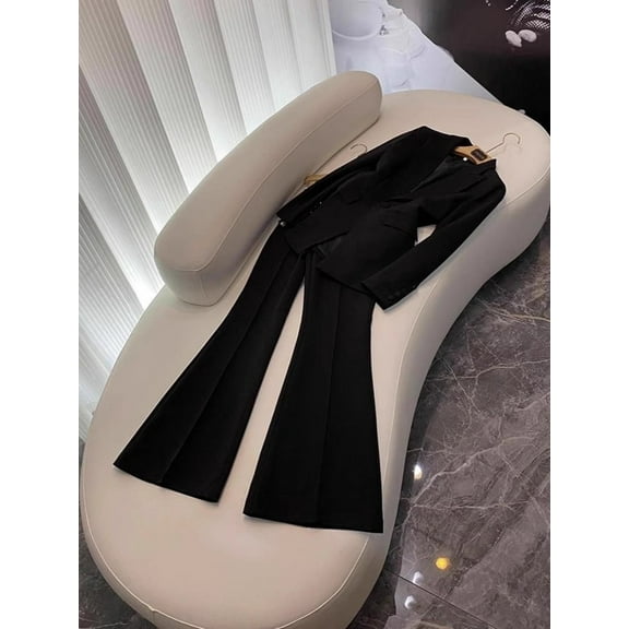 2025 Women's One-Button Blazer and Flared Pants Suit Set Office Professional Attire Formal Business Workwear Elegant Suit