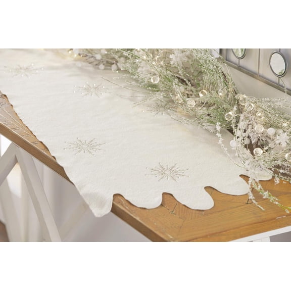 HomeMagic Embroidered Table Runner, 54" x 16", Winter Wonderland