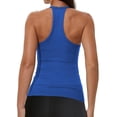 thumbnail image 6 of Workout Tops for Women Racerback Basic Tank Summer Camisole V Neck Slim Fit Ribbed Sleeveless Blue L, 6 of 7