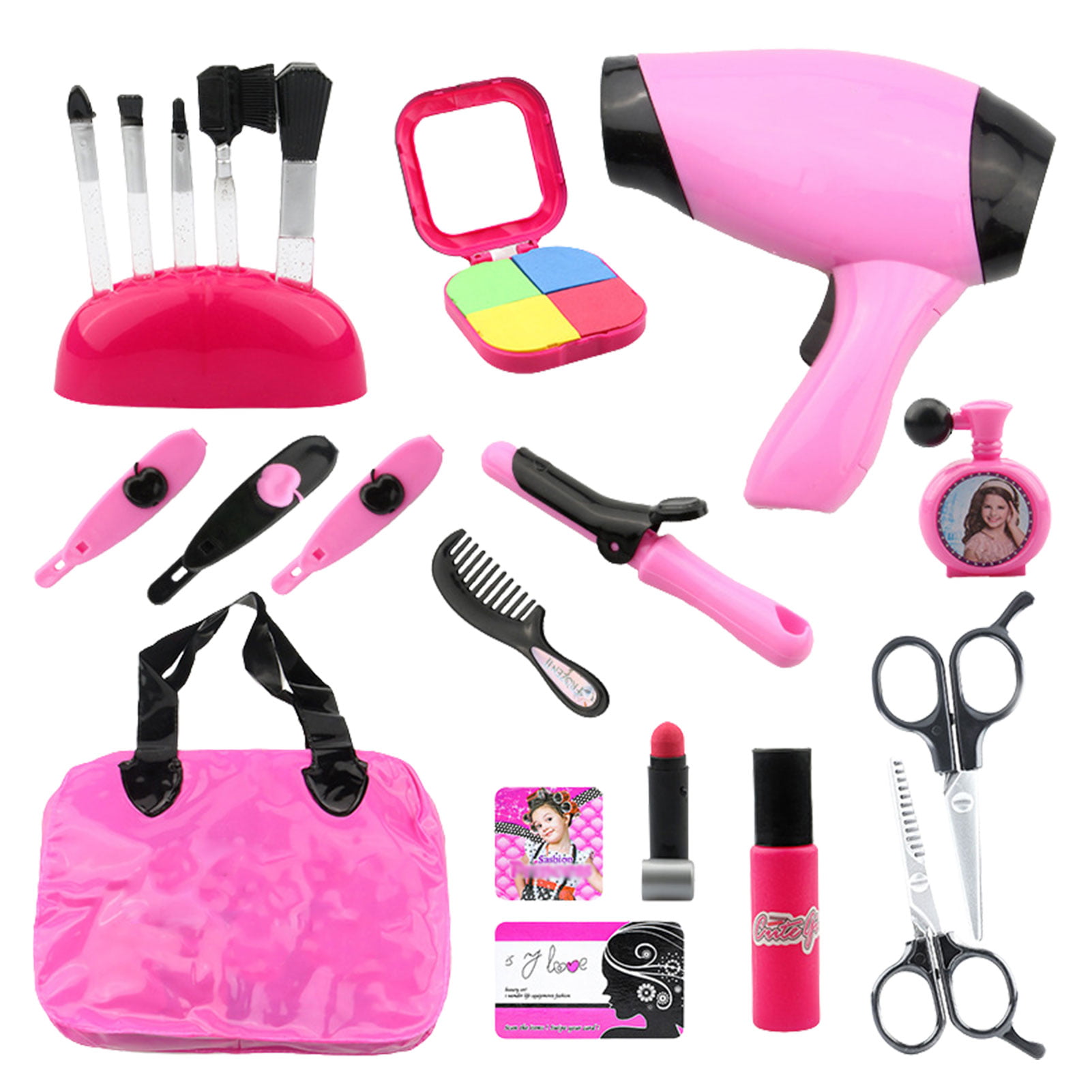 Beauty Hair Stylist Set, Beauty Salon Fashion Pretend Play Set for Girls  with Toy Blow Dryer, Curler and Other Styling Tools 