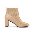 thumbnail image 3 of BLISSFUL STEP Women's Chelsea Square Toe Block Heels Boots Nude 10, 3 of 7