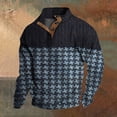 thumbnail image 2 of Men's Vintage Knitted Sweater Houndstooth Pattern, Half-Button Collar, Cozy Winter Pullover, 2 of 4
