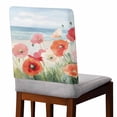 thumbnail image 2 of Spring Floral Chair Covers Set of 1 Watercolor Illustration Poppy Grass Beach Sky Chair Back Covers Stretch Removable Washable Slipcovers Protector for Dining Room Kitchen Party Decor, 2 of 5
