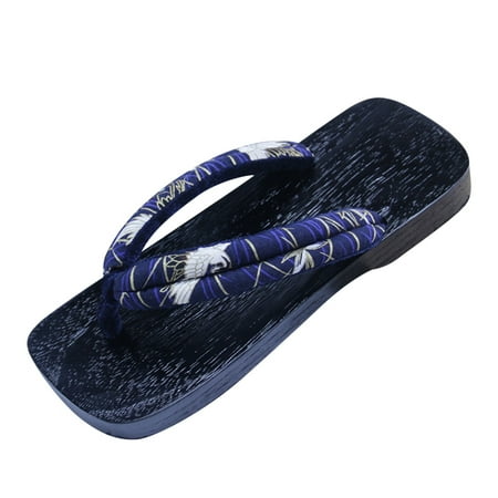 

Sandals Men Square Head Japanese Flip Flop Sandal Wood Dark Blue 25