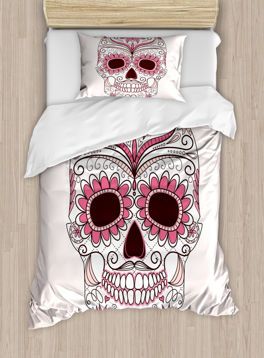 Sugar Skull Duvet Cover Set Mexican Ornaments Calavera Catrina