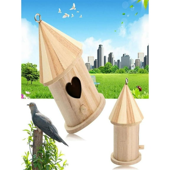 JinYiQing Outdoor Bird Houses Transparent Wooden Bird House for Outside with Lanyard and Screws,Wooden Birdhouse Finch Cardinals Hanging Birdhouse Nesting Box for Wild Bird Viewing (yellow)