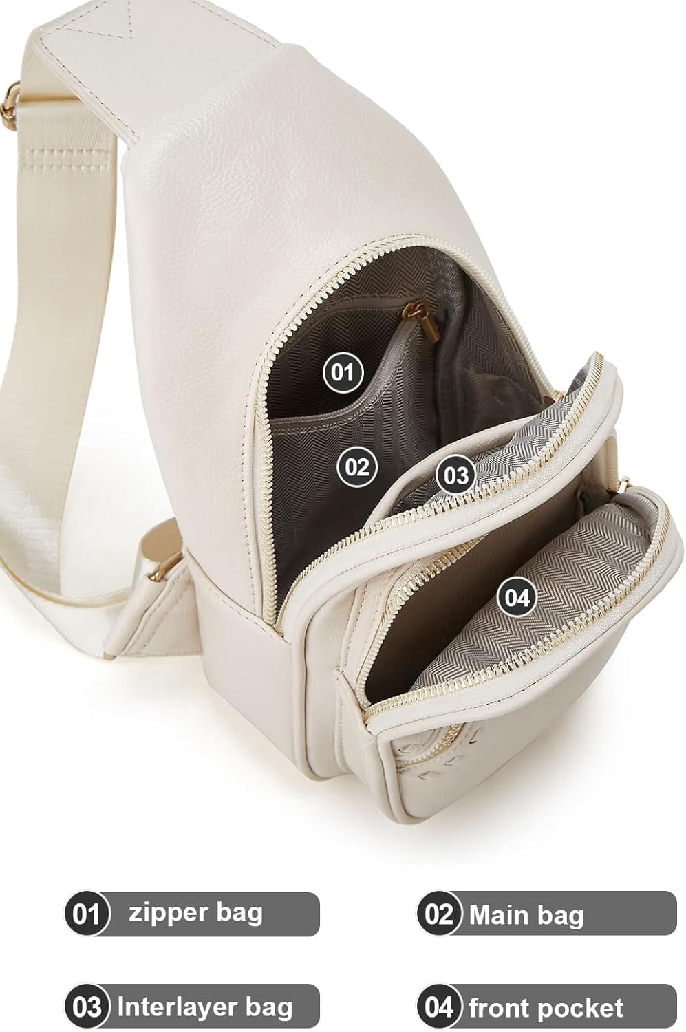 Small Sling Bag for Women, Vegan Leather Fanny Pack Crossbody Bags for Women, Chest Bag With Wide Strap