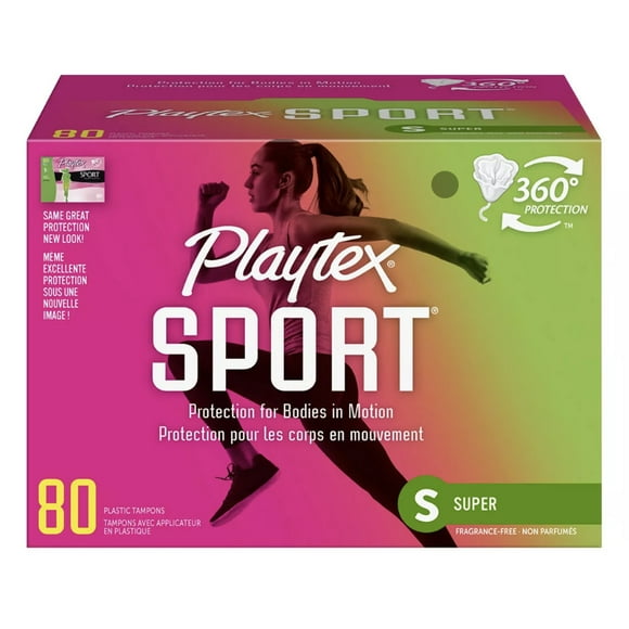 Playtex Sport Plastic Tampons, Unscented, Super Absorbency, 80 ct.