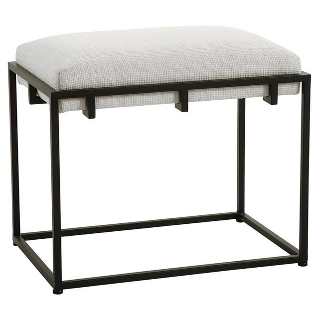 Uttermost Paradox Petit Banc Contemporain en Fer MDF et Lin Blanc