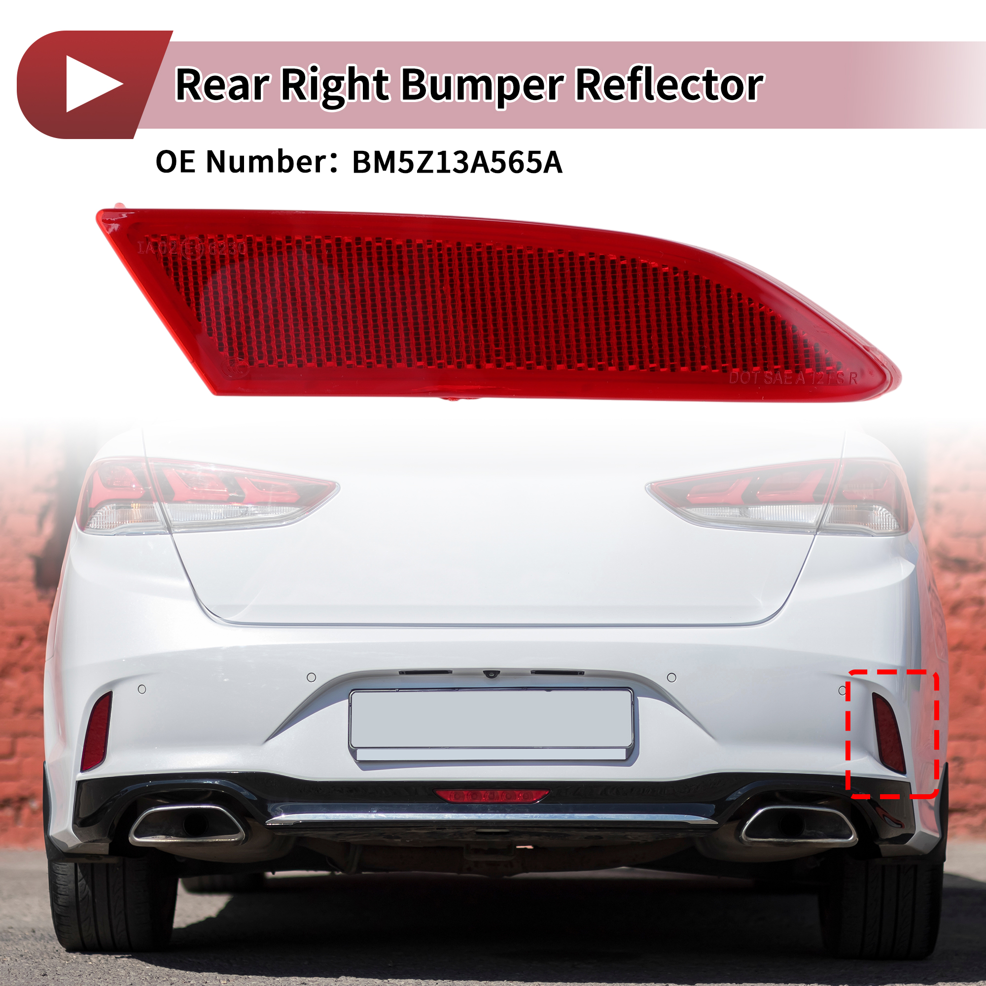 Unique Bargains Bumper Reflector Side Marker for Ford Focus 2012-2018 Rear Right Bumper