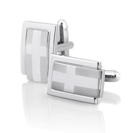 Zodaca New Classic Men`s Wedding Party High Quality Smooth Cufflinks Square Cuff Links - Silver Rectangle