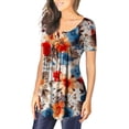 thumbnail image 6 of ALLLIST Women's Tops Short Sleeve Henley Plus Size Tunic Floral Holiday Red Casual Blouses Womens Clothing, 6 of 6