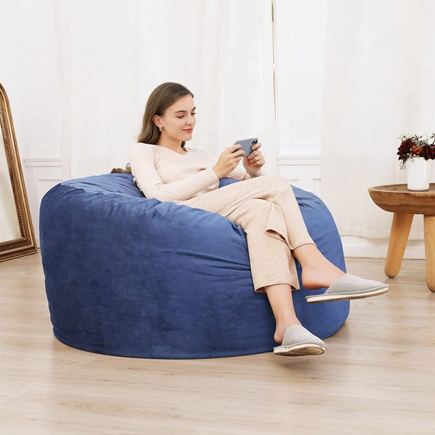4FT Bean Bag Chair, Memory Foam Big Bean Bag for Adults, Big Sofa with