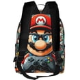 thumbnail image 3 of Lsque Mario Pattern Backpack – School Travel Canvas Daypack with Ergonomic Padded Straps, Multiple Compartments & Leather Handle, 3 of 5