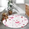 thumbnail image 4 of Round Area Rug 3ft, Valentine's Day Pink Love on White Non-Shedding Washable Area Rug, Romance Dream Non Slip Low-Profile Circle Rugs for Living Room, Bedroom Dining Room, 4 of 9