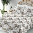 thumbnail image 3 of Ambesonne Vintage Fitted & Flat Sheet with Shams 4 Pcs Set, Autumn Flower Bouquets Art, Queen, Cocoa Grey Pale Brown, 3 of 5
